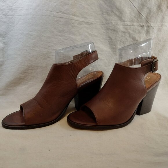 Trask Parker Block Heel Peep Toe Slingback Bootie - Picture 2 of 10